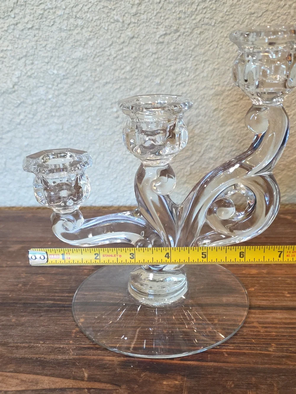 Vintage Heisey Cascade #142 3-lite Crystal Candlestick Holder